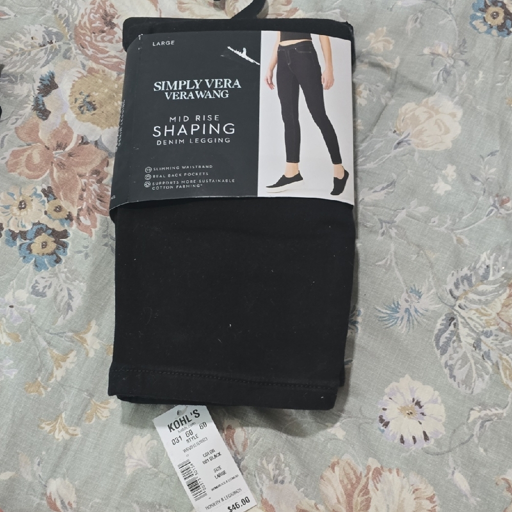 Simply Vera Vera Wang Black Mid-Rise Shaping Denim Legging